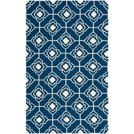 Safavieh Four Seasons Hand Hooked Rectangle Rug- Navy - Ivory- 3 ft. 6 in. x 5 ft. 6 in. FRS233H-4